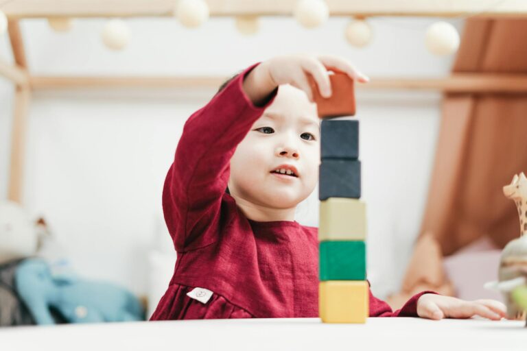 toddler playing with blocks